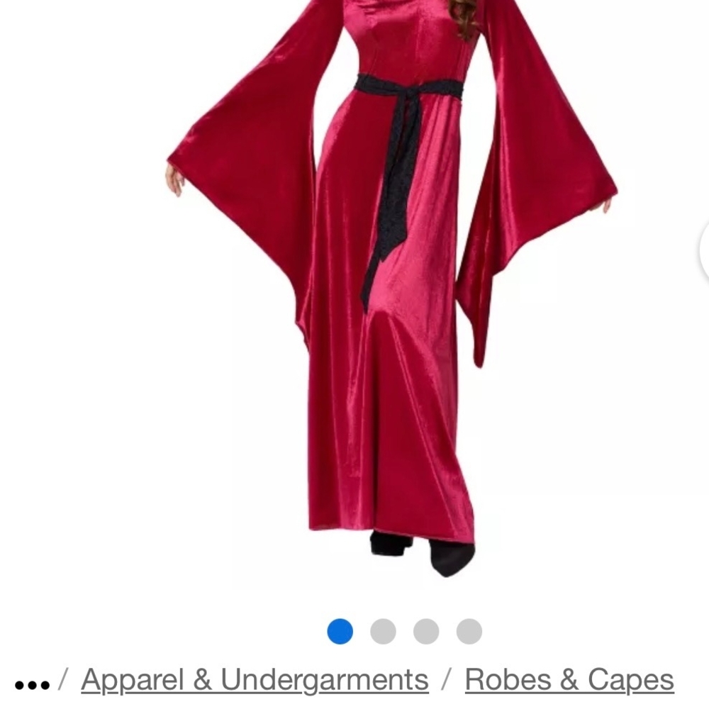 Burgundy Velvet Hooded Robe - Picture 2 of 4